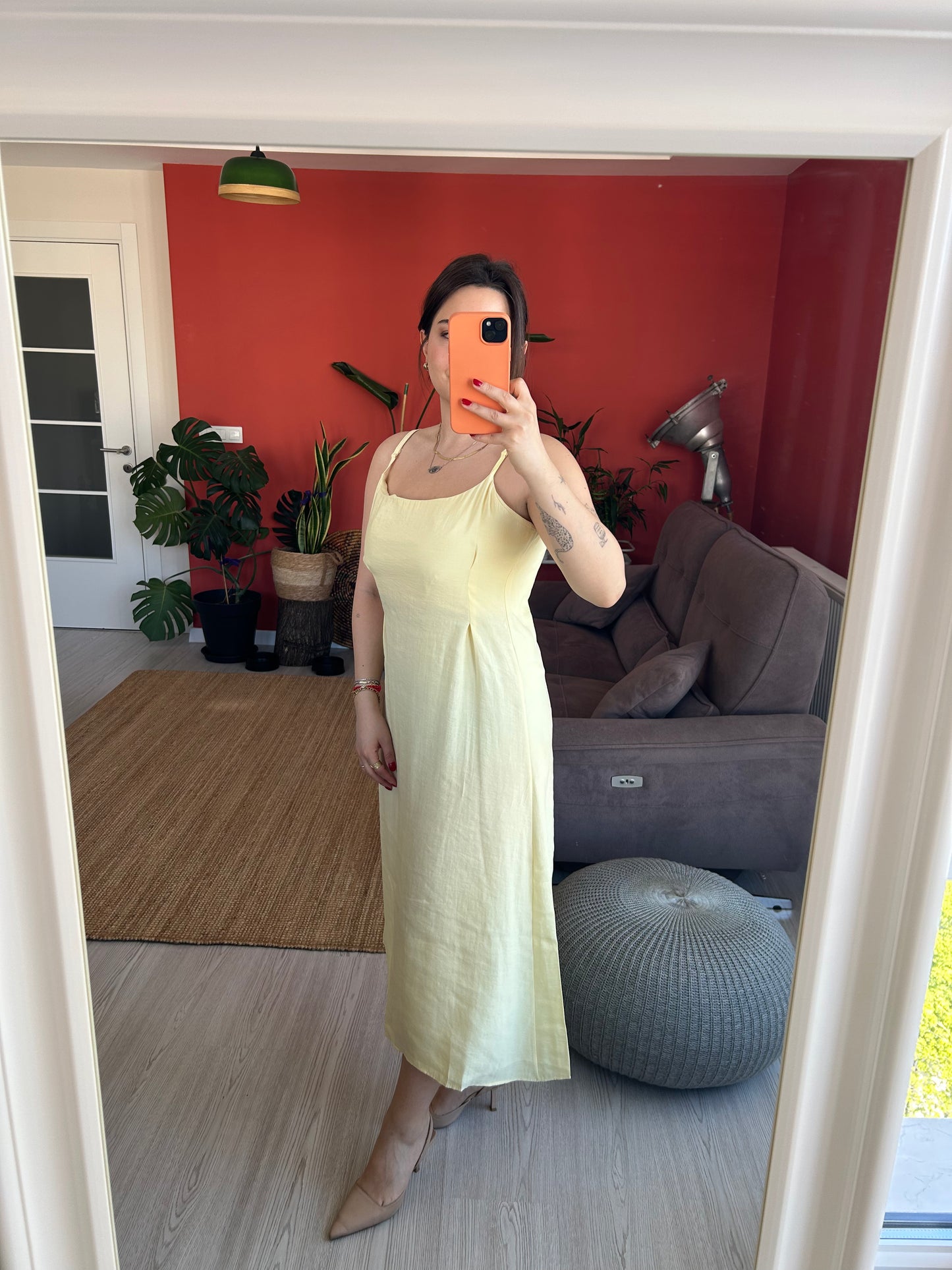Kadın Modal Takım – Sarı Elbiseli Gömlekli İkili Set