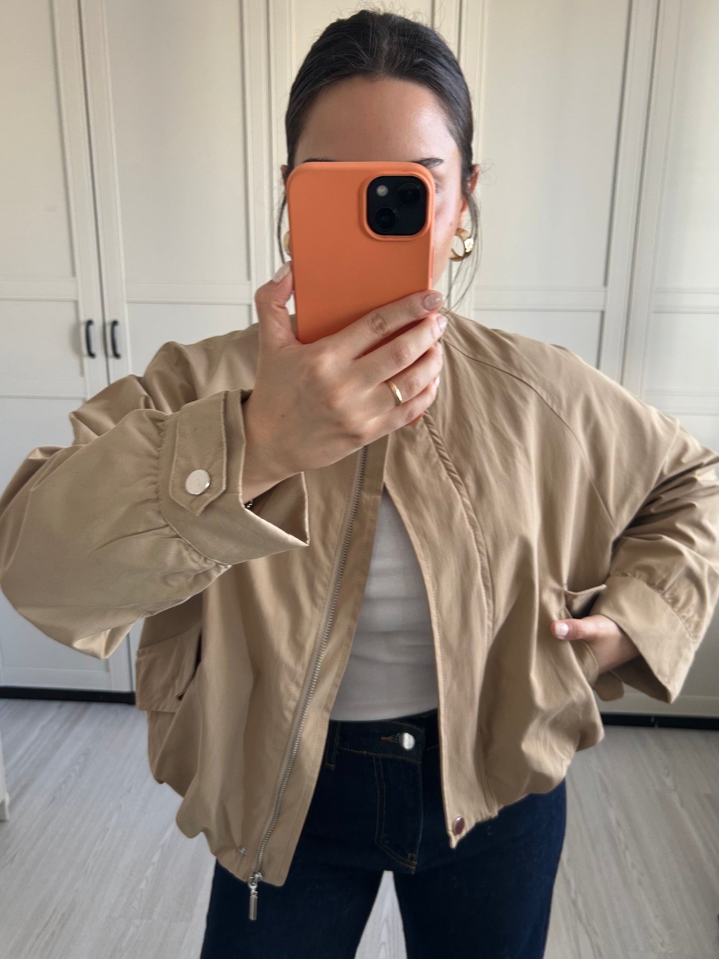 Bej Bomber Ceket