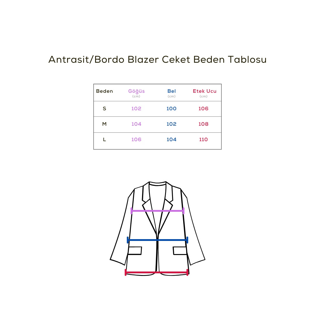 Kadın Oversize Blazer Ceket – Bordo Renk Modern Kesim