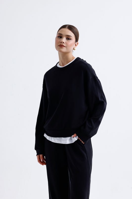 Kadın Modal Sweatshirt – Siyah Renk Yumuşak ve Rahat Günlük Üst