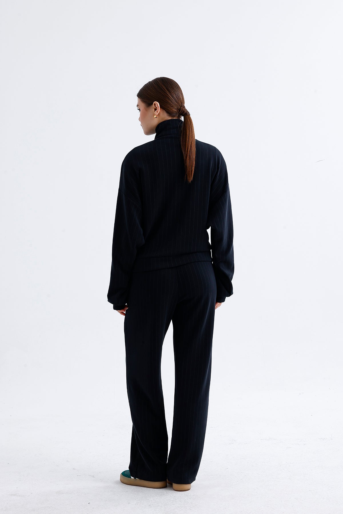 Kadın Modal Eşofman Takımı – Çizgili Lacivert Rahat ve Şık İkili Set