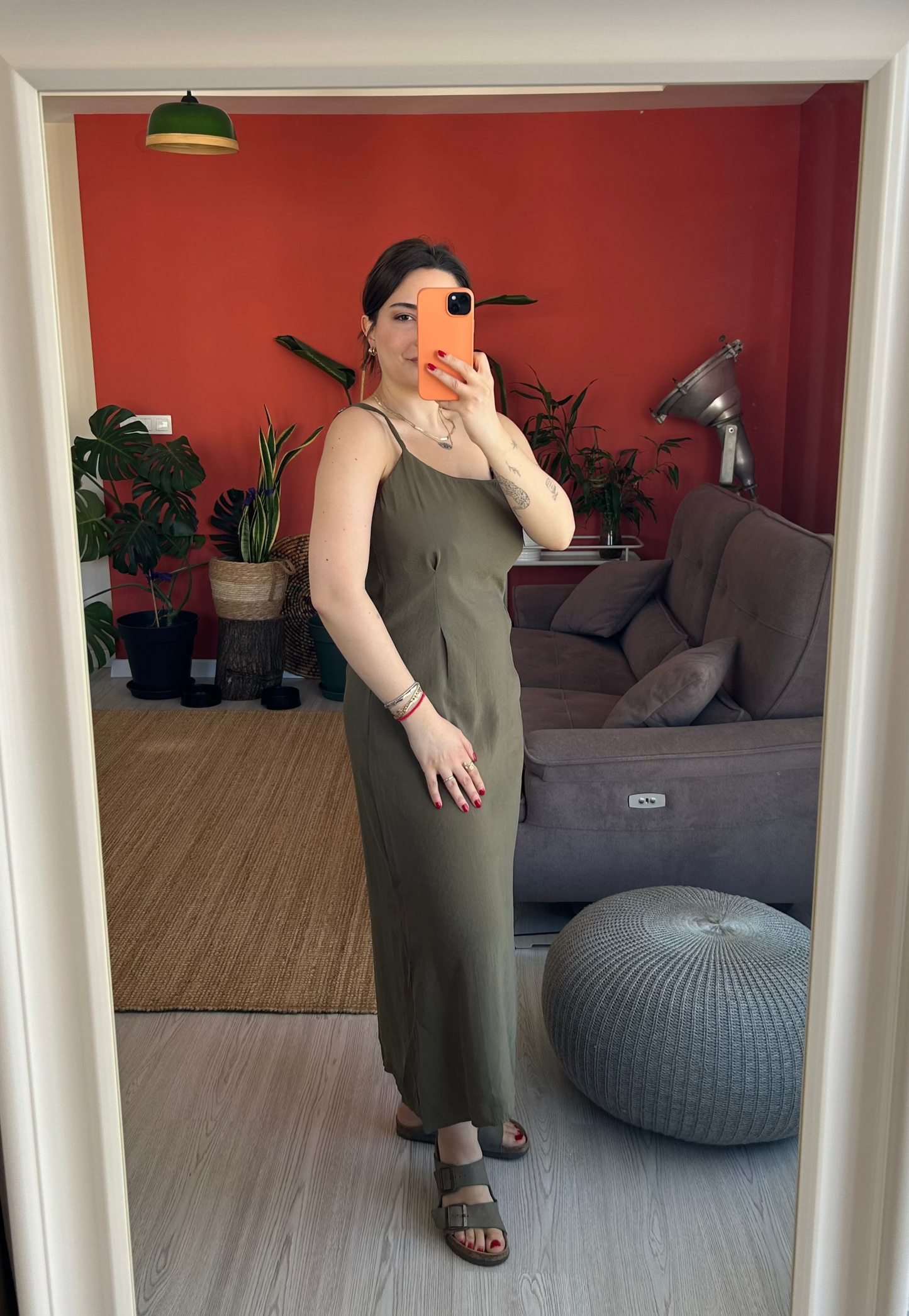 Kadın Modal Takım – Haki Elbiseli Gömlekli İkili Set
