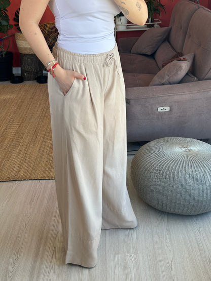 Kadın Pantolon – Bej Rahat Kesim