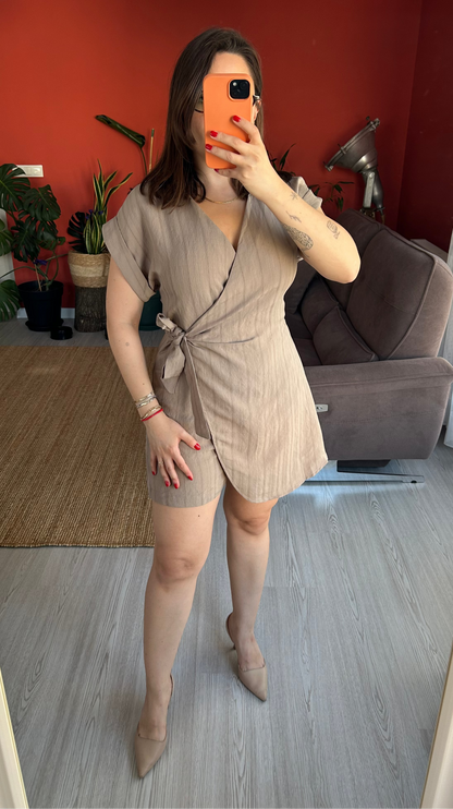 Kadın Modal Tulum – Şortlu Model Vizon Renk