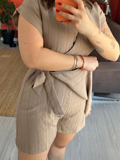 Kadın Modal Tulum – Şortlu Model Vizon Renk