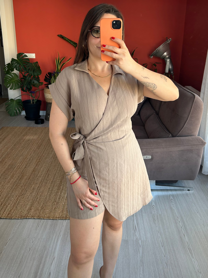 Kadın Modal Tulum – Şortlu Model Vizon Renk