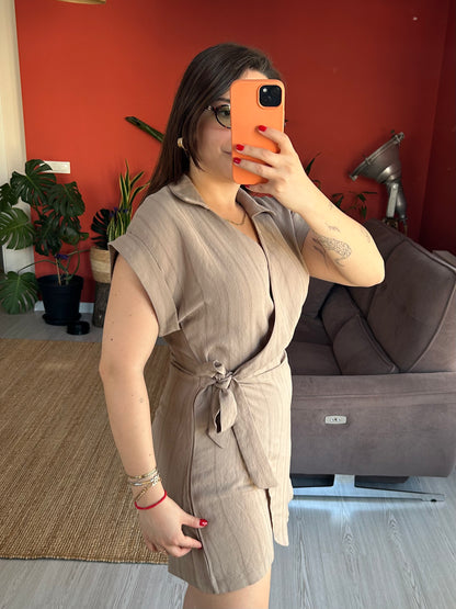 Kadın Modal Tulum – Şortlu Model Vizon Renk