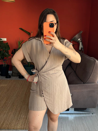 Kadın Modal Tulum – Şortlu Model Vizon Renk