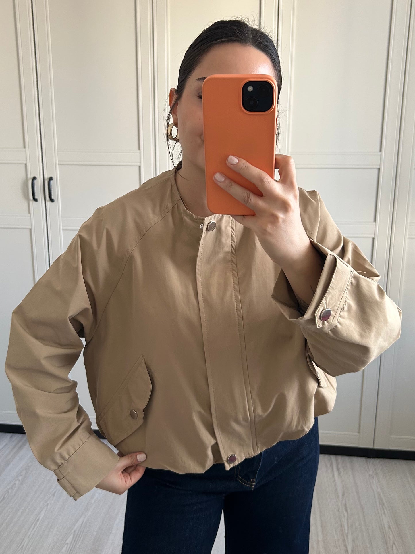 Bej Bomber Ceket