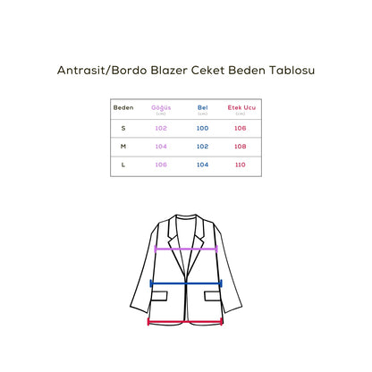 Kadın Oversize Blazer Ceket – Bordo Renk Modern Kesim