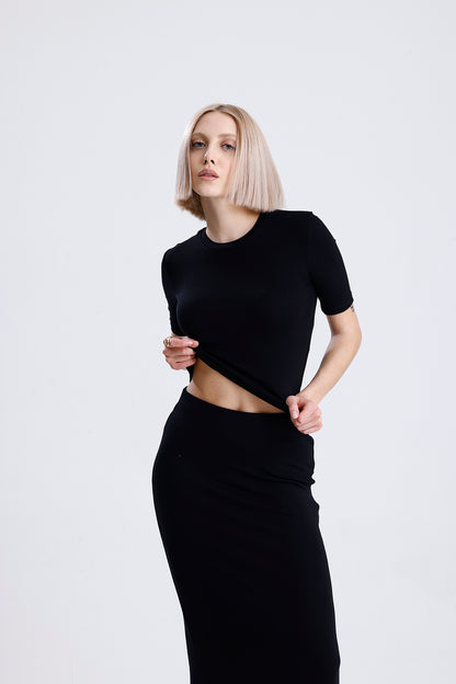 Kadın Pamuk Body – Siyah Renk %100 Pamuk Soft Touch Doku