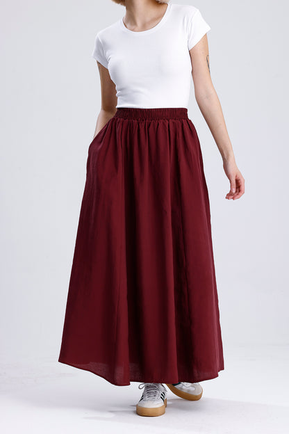 Kadın Modal Etek – Bordo Renk Hafif ve Dökümlü Günlük Stil