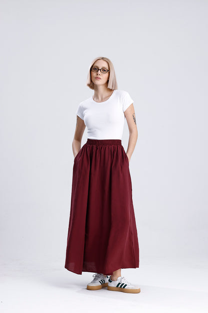 Kadın Modal Etek – Bordo Renk Hafif ve Dökümlü Günlük Stil