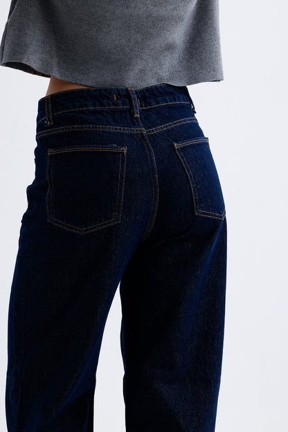 Kadın Palazzo Kot Pantolon – Lacivert Renk Geniş Paça Denim Stil