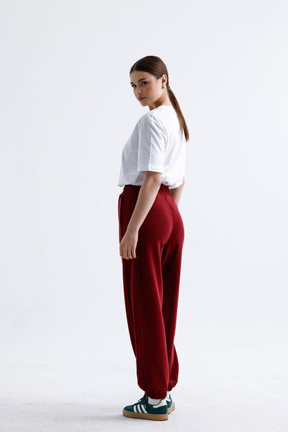 Kadın Modal Jogger – Bordo Renk Bilek Lastikli Rahat Alt