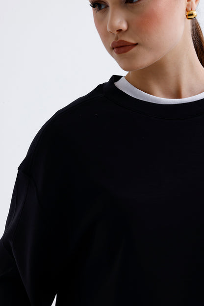 Kadın Modal Sweatshirt – Siyah Renk Yumuşak ve Rahat Günlük Üst