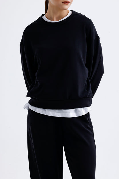Kadın Modal Sweatshirt – Siyah Renk Yumuşak ve Rahat Günlük Üst