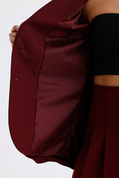 Kadın Oversize Blazer Ceket – Bordo Renk Modern Kesim