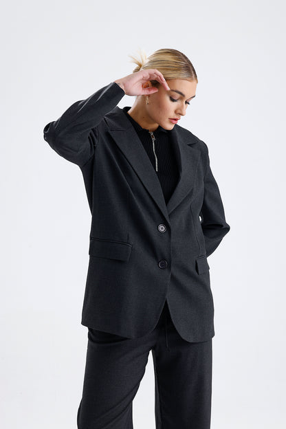 Kadın Oversize Blazer Ceket – Antrasit Renk Modern Şehir Stili