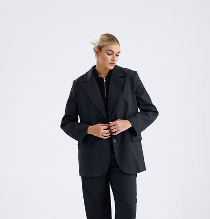Kadın Oversize Blazer Ceket – Antrasit Renk Modern Şehir Stili