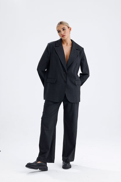 Kadın Oversize Blazer Ceket – Antrasit Renk Modern Şehir Stili