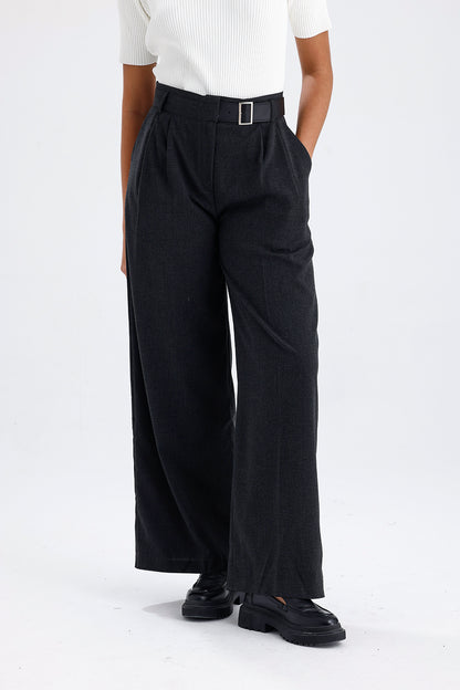 Kadın Kumaş Pantolon – Antrasit Kemer Detaylı Modern Kesim