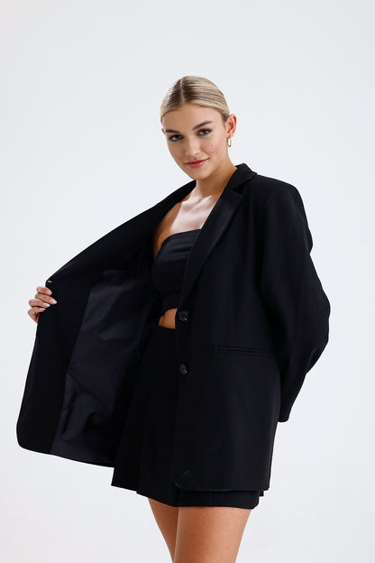 Kadın Oversize Blazer Ceket – Siyah Renk Modern Şehir Stili