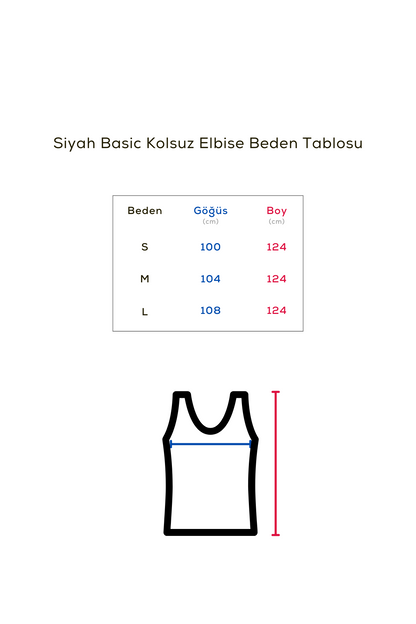 Kadın Kolsuz Elbise – Siyah Basic Rahat Yazlık Elbise