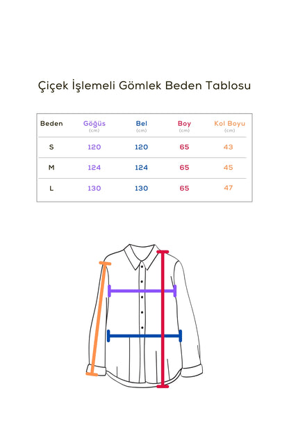 Kadın Beyaz Gömlek – Çiçek İşlemeli Rahat Şık Stil